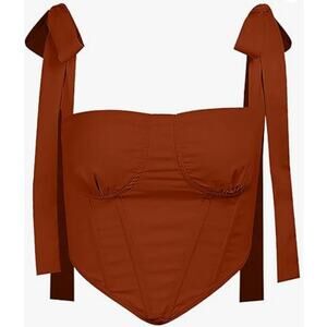 Avanova brick red brown boned bralette crop top tie straps small NWT